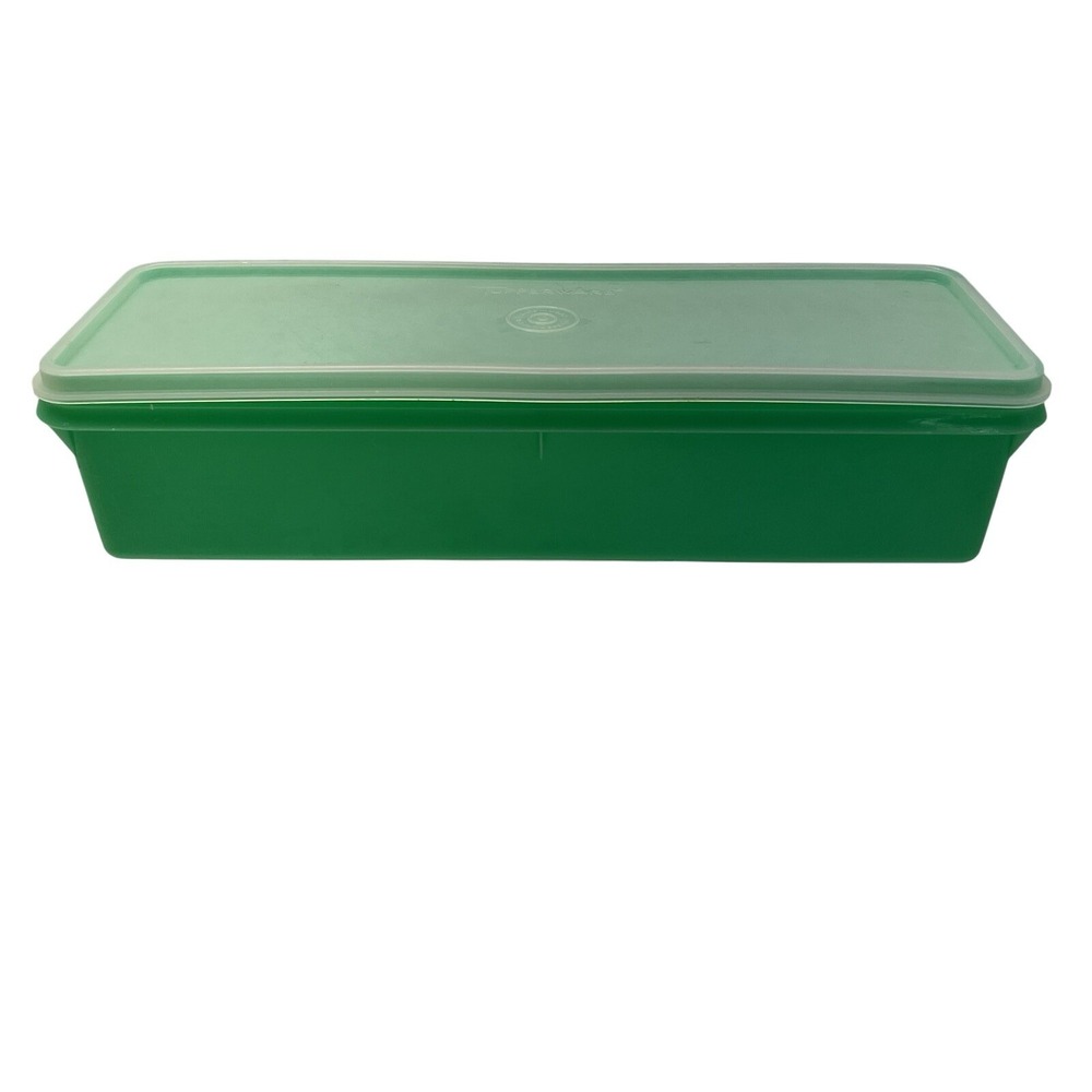VTG  13" Tupperware Jadite Green Celery Vegetable Crisper Container 892-2, 893-1